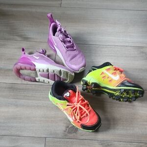 Nike Kids Sneakers - Purple and Neon Yellow 12C